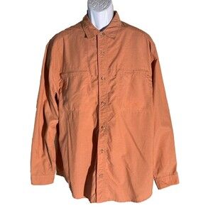 EXOFFICIO Men's Long Sleeve Button Down Vented Outdoor Shirt Orange XL